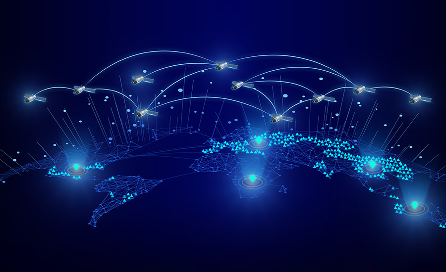 Fondo azul de red digital que simboliza la conectividad global y la innovación