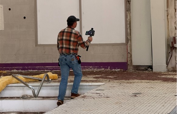 O local de renovação de uma antiga instalação de piscinas em Indiana