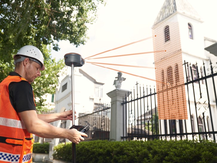 Recetor ViLi i100 visual-LiDAR GNSS RTK para levantamento topográfico.