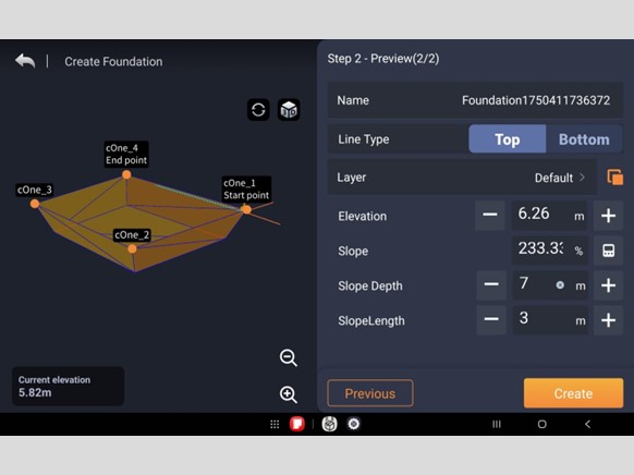 CHCNAV MCNAVショベルカー操作のための切土充填ガイダンスデータを表示するソフトウェア