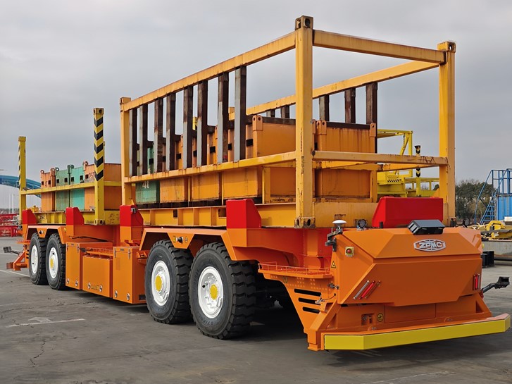 Autonomous tractor at shipping terminal