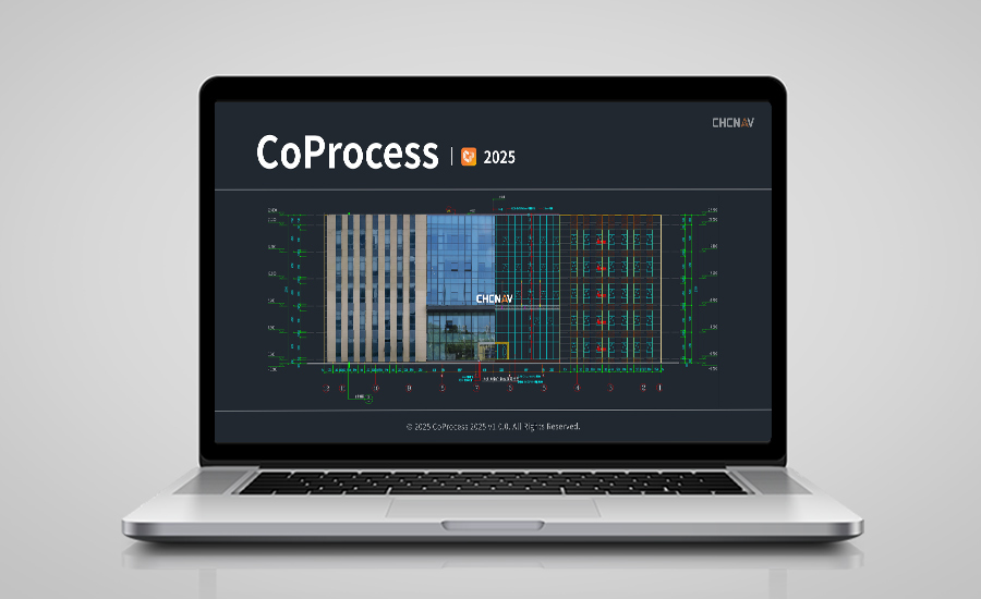 Interfaz del software CAD de nubes de puntos CoProcess 2025 integrado en un ordenador portátil